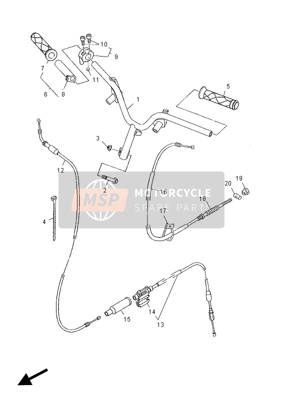 Yamaha YN50 NEOS 2012 Manija de dirección & Cable para un 2012 Yamaha YN50 NEOS